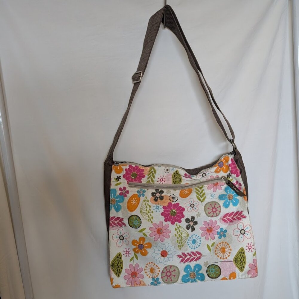Thirty One "ORGANIC FLOWER" Reversible  Messenger Bag‎
